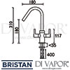 Bristan Cashew Kitchen Sink Mixer Tap Dimensions